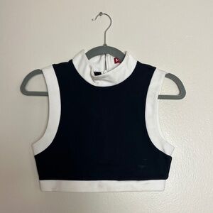 STAUD Black & White Mock-Neck Crop Top SMALL